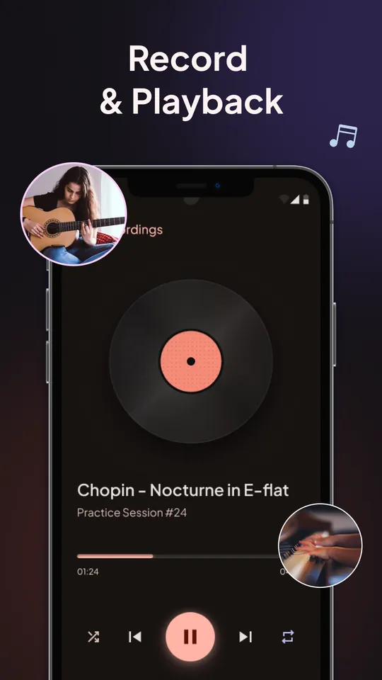 BeatFocus screenshot: Record and playback practice sessions