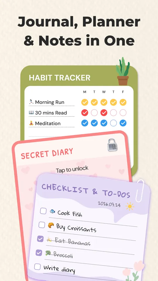Note.ly screenshot: Journal, planner and notes in one