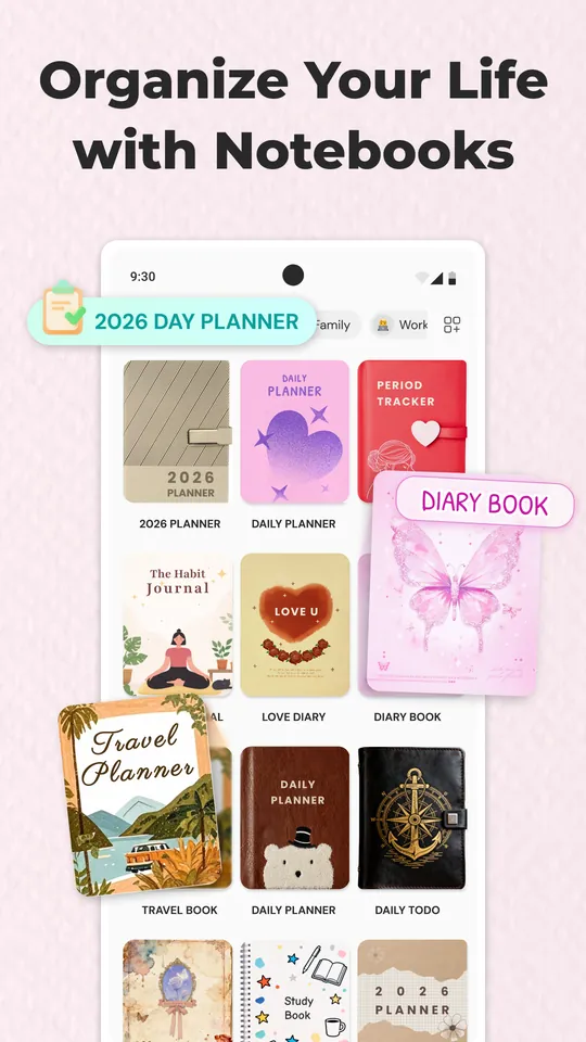 Note.ly screenshot: Organize your life with notebooks