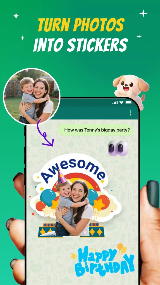 Sticker Vibe screenshot: Turn photos into stickers