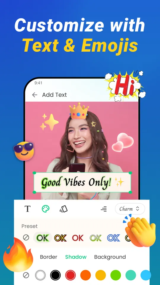 TgStickerVibe screenshot: Customize with text and emojis