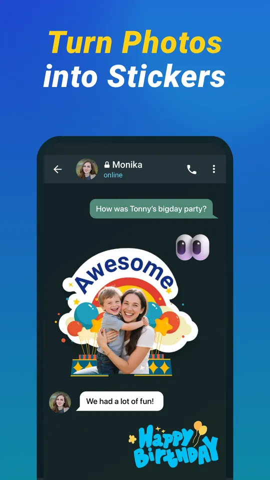 TgStickerVibe screenshot: Turn photos into stickers