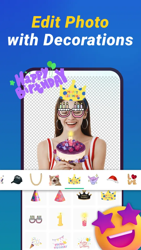 TgStickerVibe screenshot: Edit photos with decorations