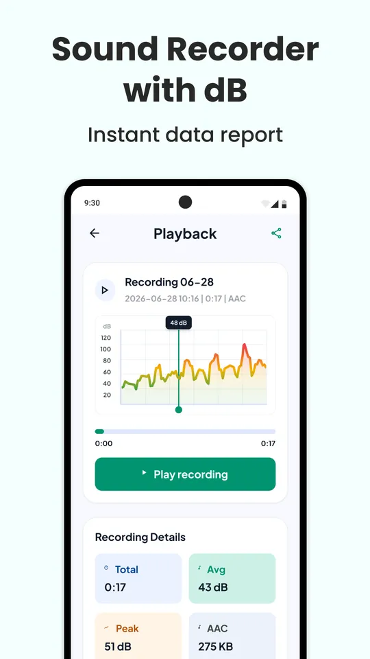 True Decibel screenshot: Sound recorder with dB